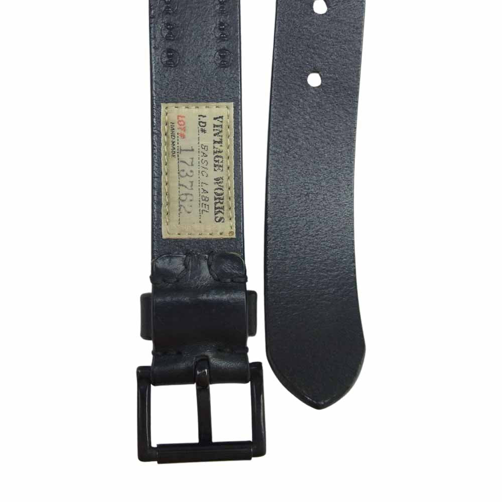 ヴィンテージワークス DH5714 スタッズ レザー ベルト 5ホール ブラック系 33/84【中古】