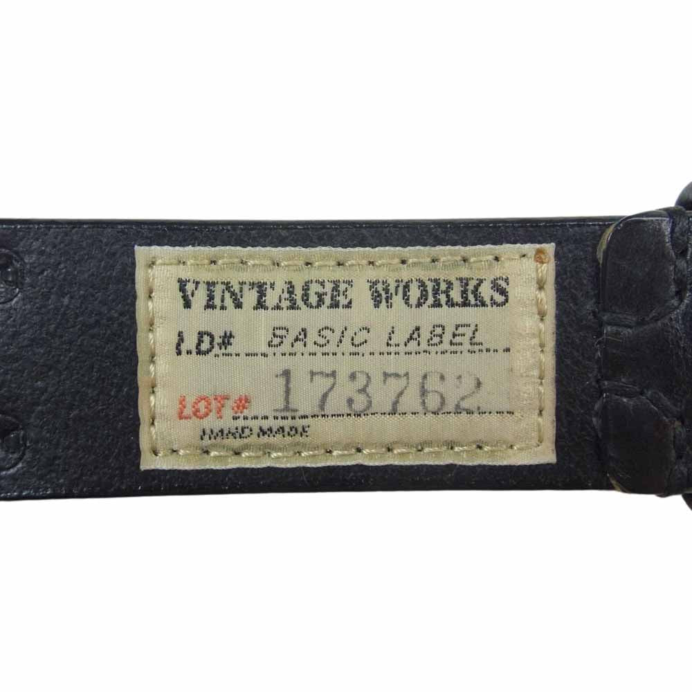 ヴィンテージワークス DH5714 スタッズ レザー ベルト 5ホール ブラック系 33/84【中古】