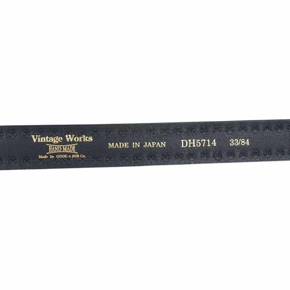 ヴィンテージワークス DH5714 スタッズ レザー ベルト 5ホール ブラック系 33/84【中古】
