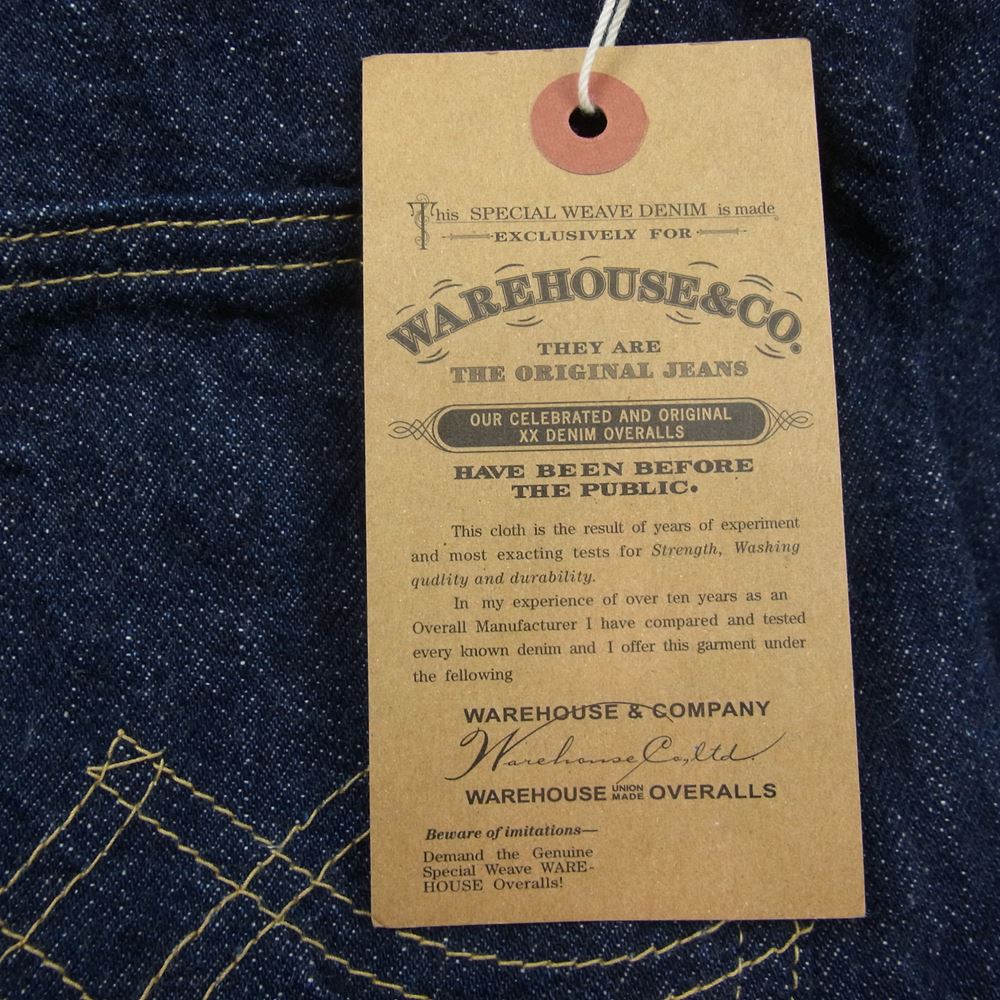 WAREHOUSE ウエアハウス 鹿革パッチ ボタンフライ 赤耳 デニム パンツ インディゴブルー系 32【中古】