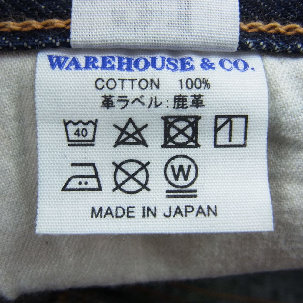 WAREHOUSE ウエアハウス Lot800XX STANDARD スタンダード 鹿革パッチ コットン デニム パンツ インディゴブルー系 31【美品】【中古】