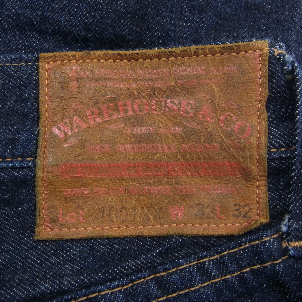 WAREHOUSE ウエアハウス Lot1001XX 1947 MODEL ONE WASH DUCK DIGGER ダックディガー 日本製 鹿革パッチ デニム パンツ インディゴブルー系 32【中古】