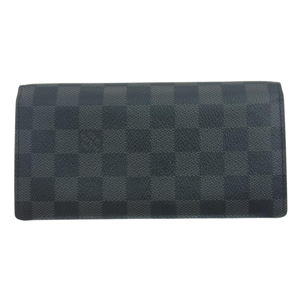 LOUIS VUITTON ルイ・ヴィトン N62665  ポルトフォイユ・ブラザ ダミエ グラフィット 長財布 ブラック系【中古】