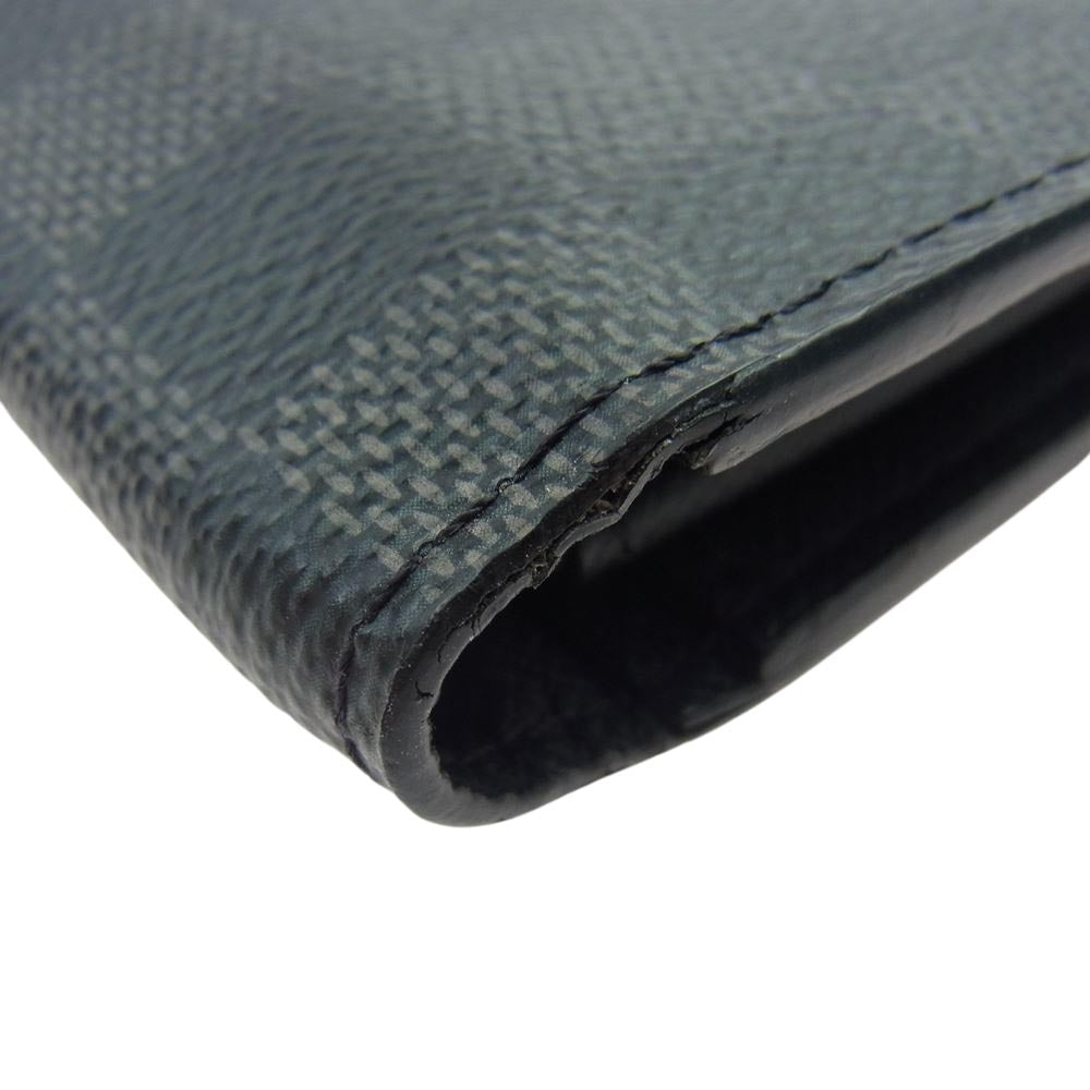 LOUIS VUITTON ルイ・ヴィトン N62665  ポルトフォイユ・ブラザ ダミエ グラフィット 長財布 ブラック系【中古】