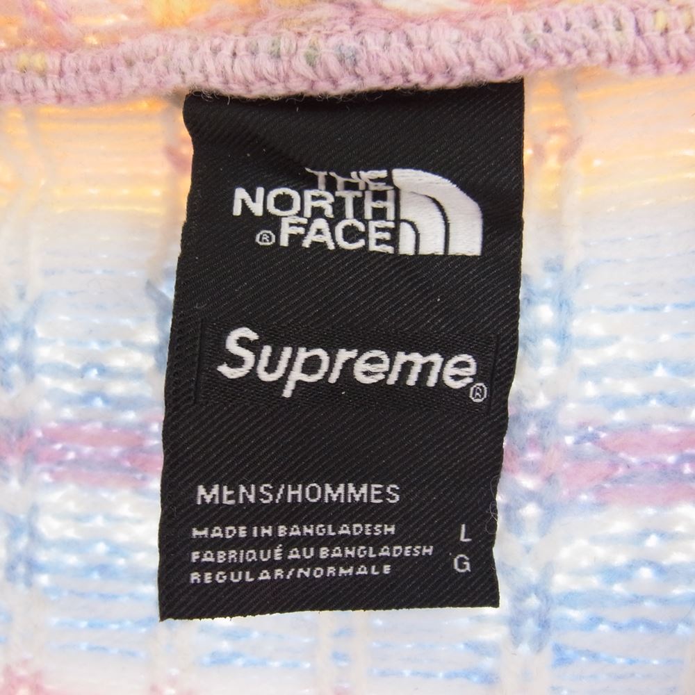 Supreme シュプリーム 22AW NT52212I The North Face ノースフェイス Zip Up Hooded Sweater ジップ アップ フーデッド セーター フルジップ ニット パーカー ピンク系 マルチカラー系 L【新古品】【未使用】【中古】