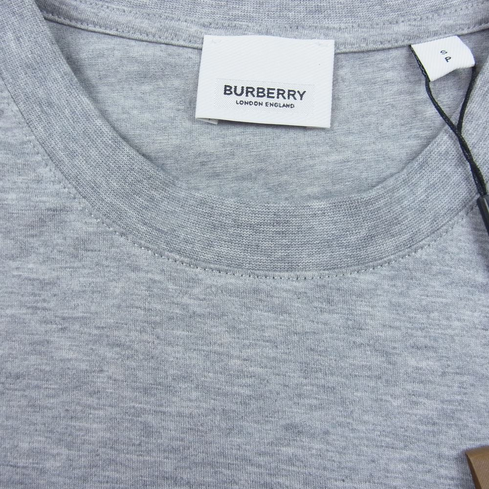 BURBERRY バーバリー 8048923 A2142 チェック ポケット オーバーサイズ クルーネック コットン 半袖 Tシャツ  グレー系 S【極上美品】【中古】