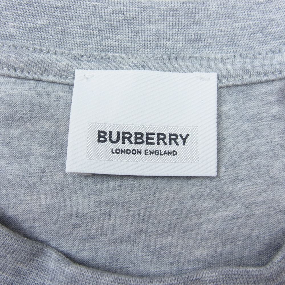 BURBERRY バーバリー 8048923 A2142 チェック ポケット オーバーサイズ クルーネック コットン 半袖 Tシャツ  グレー系 S【極上美品】【中古】