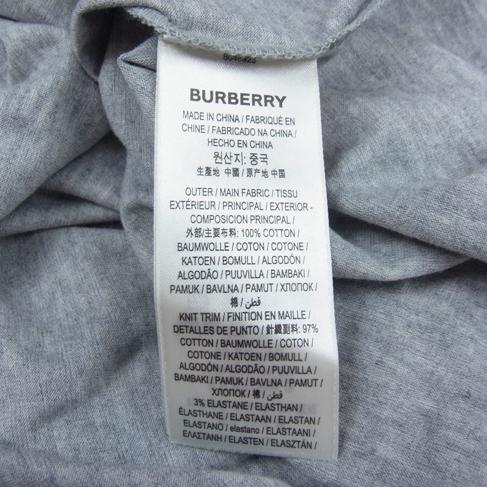 BURBERRY バーバリー 8048923 A2142 チェック ポケット オーバーサイズ クルーネック コットン 半袖 Tシャツ  グレー系 S【極上美品】【中古】