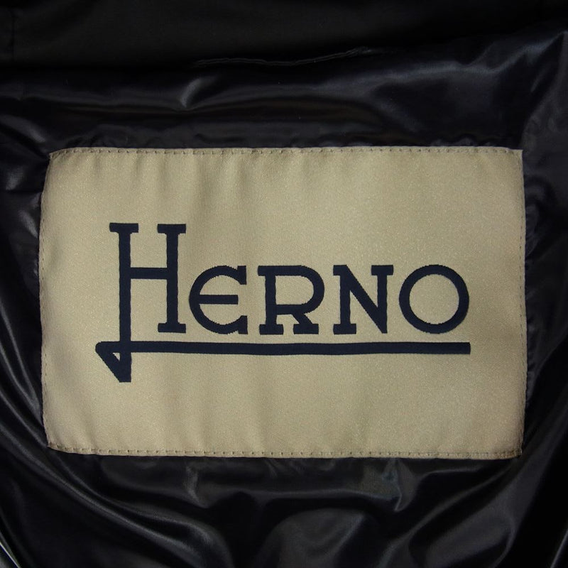 Herno ヘルノ Pl1138D 12170 9300  FOX FUR FOOD DOWN JACKET フォックスファーフード ダウン ジャケット ブラック系 44【極上美品】【中古】