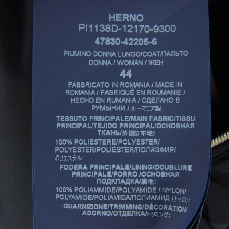 Herno ヘルノ Pl1138D 12170 9300  FOX FUR FOOD DOWN JACKET フォックスファーフード ダウン ジャケット ブラック系 44【極上美品】【中古】