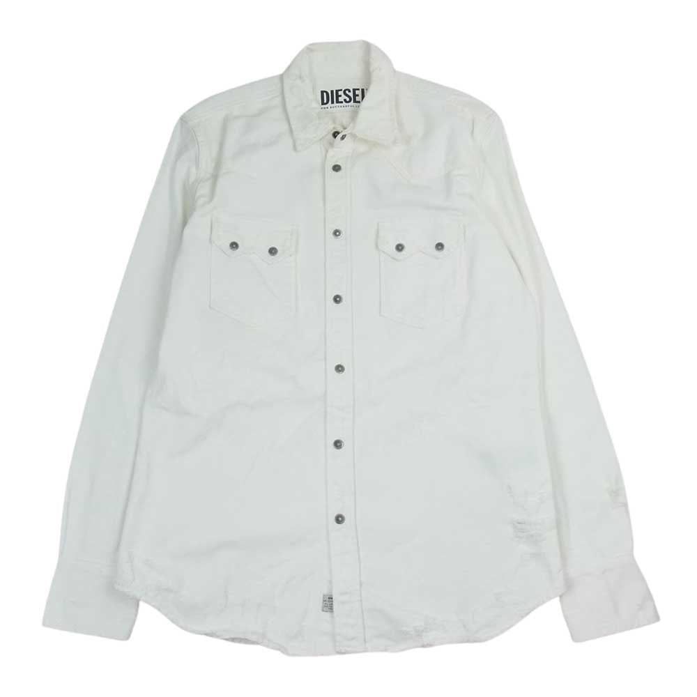 DIESEL ディーゼル ヘビーキャンバス 加工 ウエスタン シャツ ホワイト系 M【中古】
