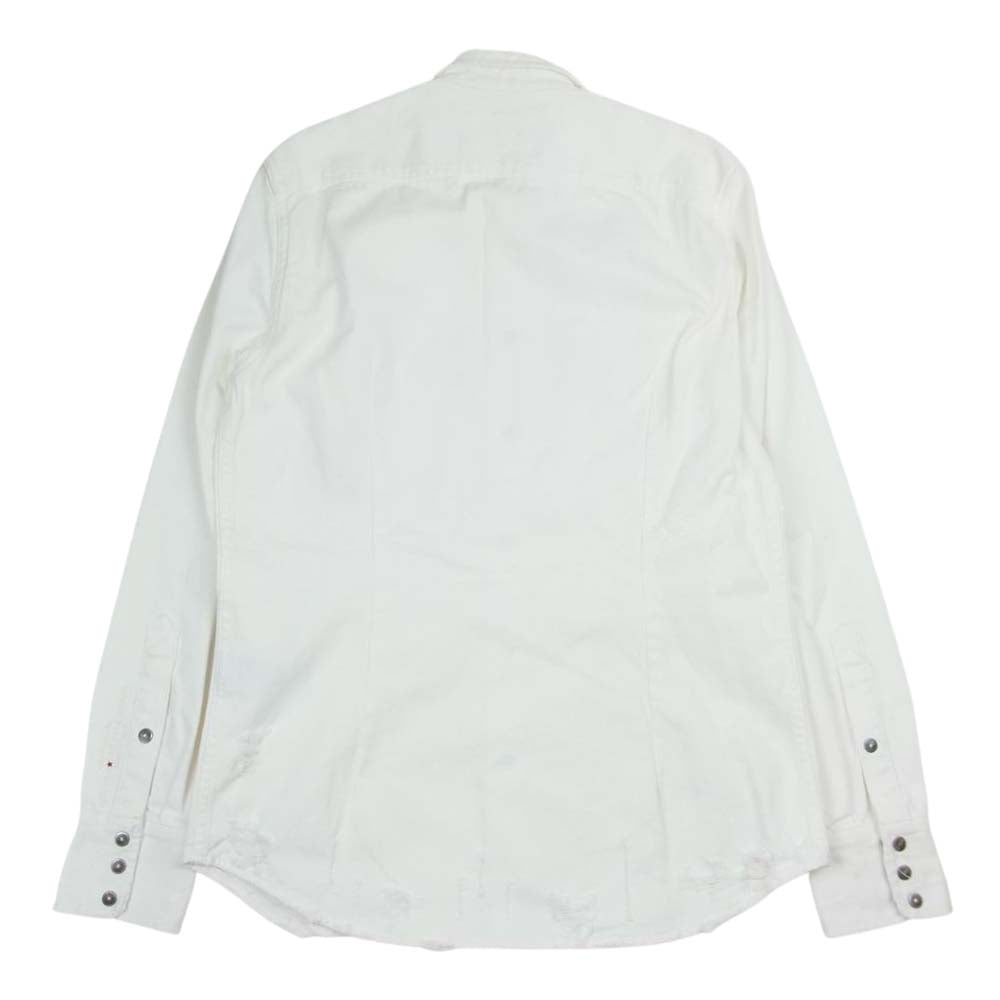 DIESEL ディーゼル ヘビーキャンバス 加工 ウエスタン シャツ ホワイト系 M【中古】