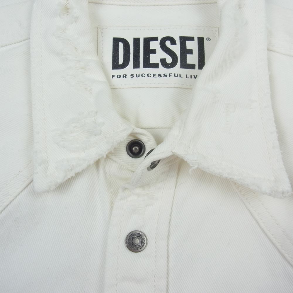 DIESEL ディーゼル ヘビーキャンバス 加工 ウエスタン シャツ ホワイト系 M【中古】