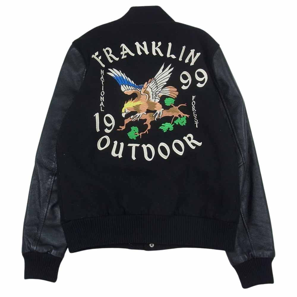 フランクリン＆マーシャル 袖レザー メルトン スタジャン スタジアム ジャケット ブラック系 S【中古】