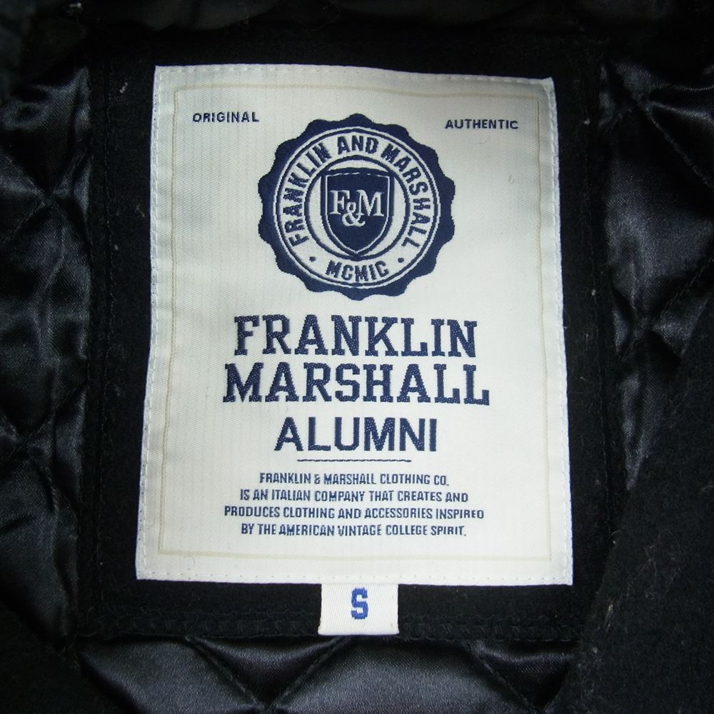 フランクリン＆マーシャル 袖レザー メルトン スタジャン スタジアム ジャケット ブラック系 S【中古】