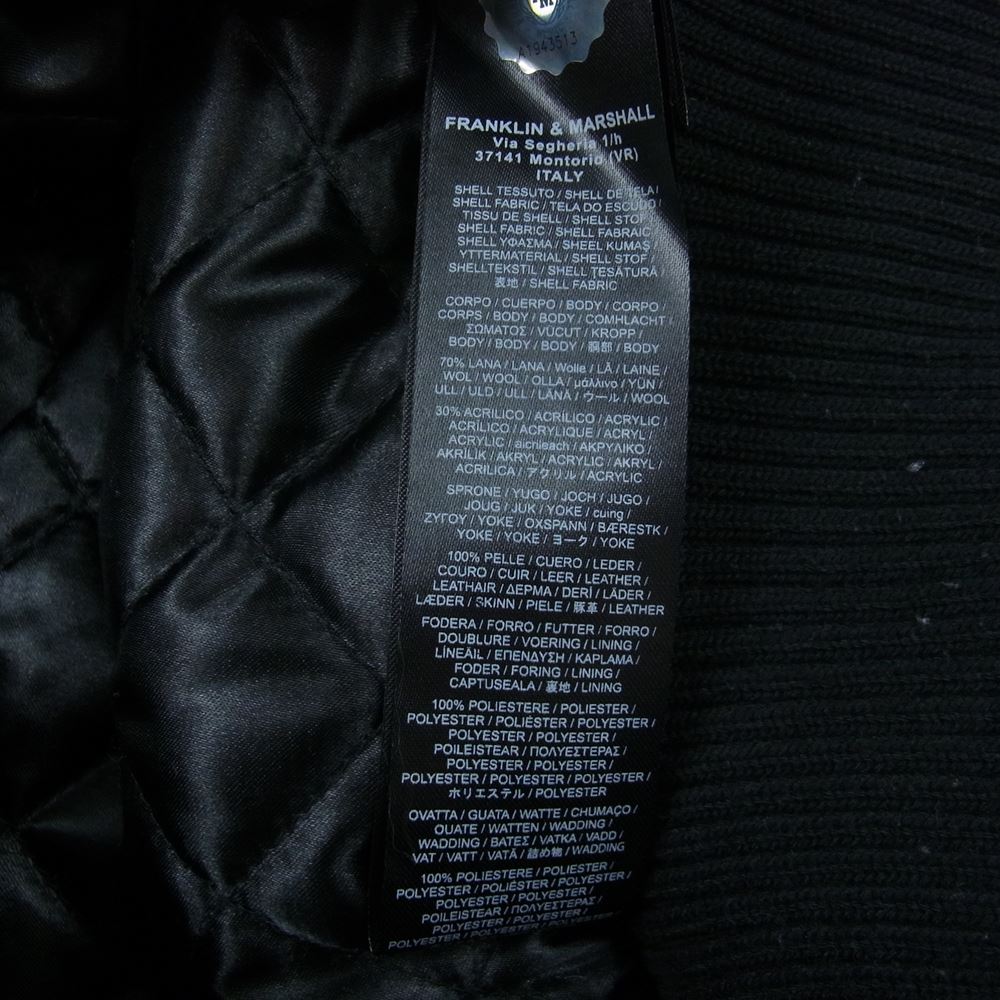 フランクリン＆マーシャル 袖レザー メルトン スタジャン スタジアム ジャケット ブラック系 S【中古】