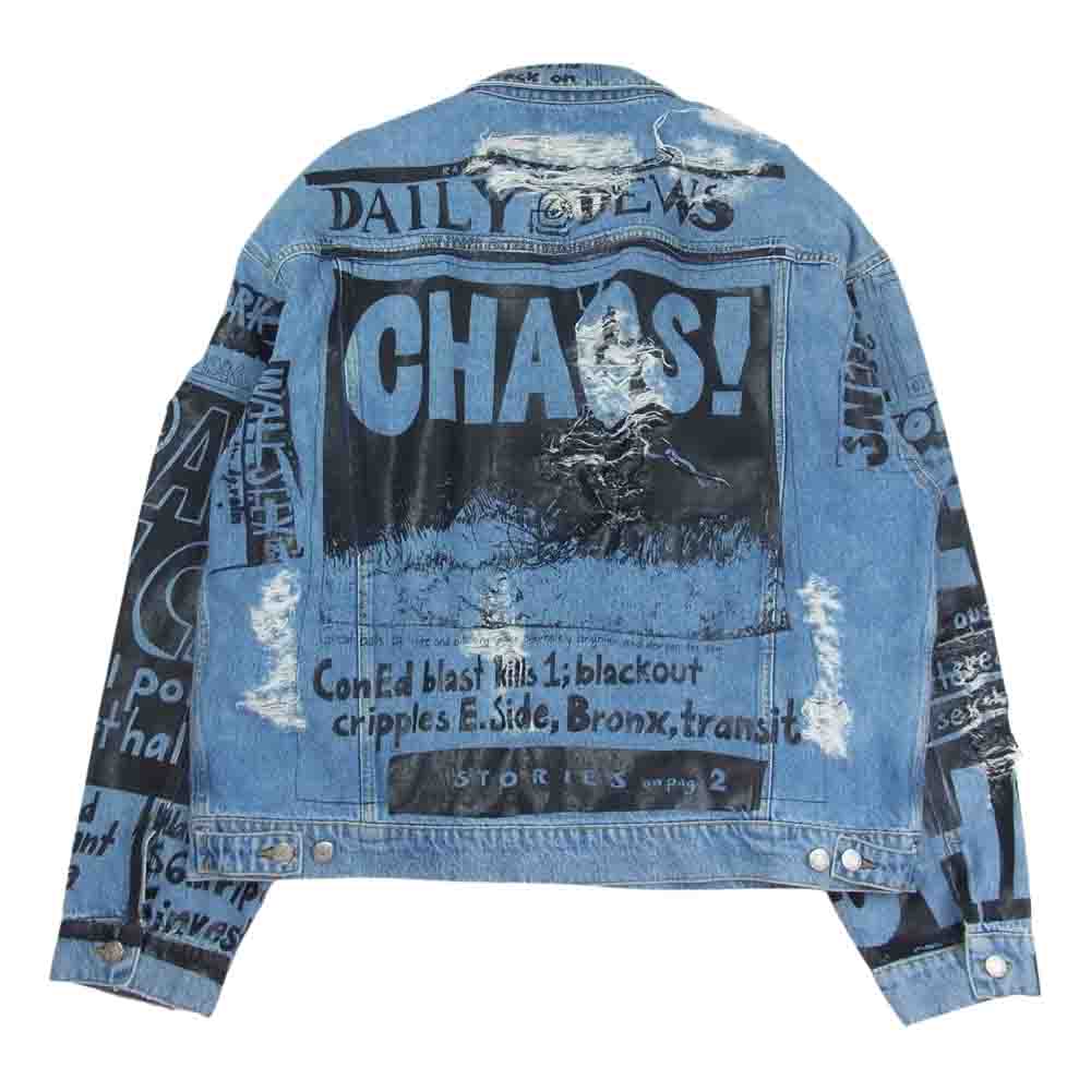 JEREMY SCOTT ジェレミースコット ペイント ダメージ デニム ジャケット インディゴブルー系 52【中古】