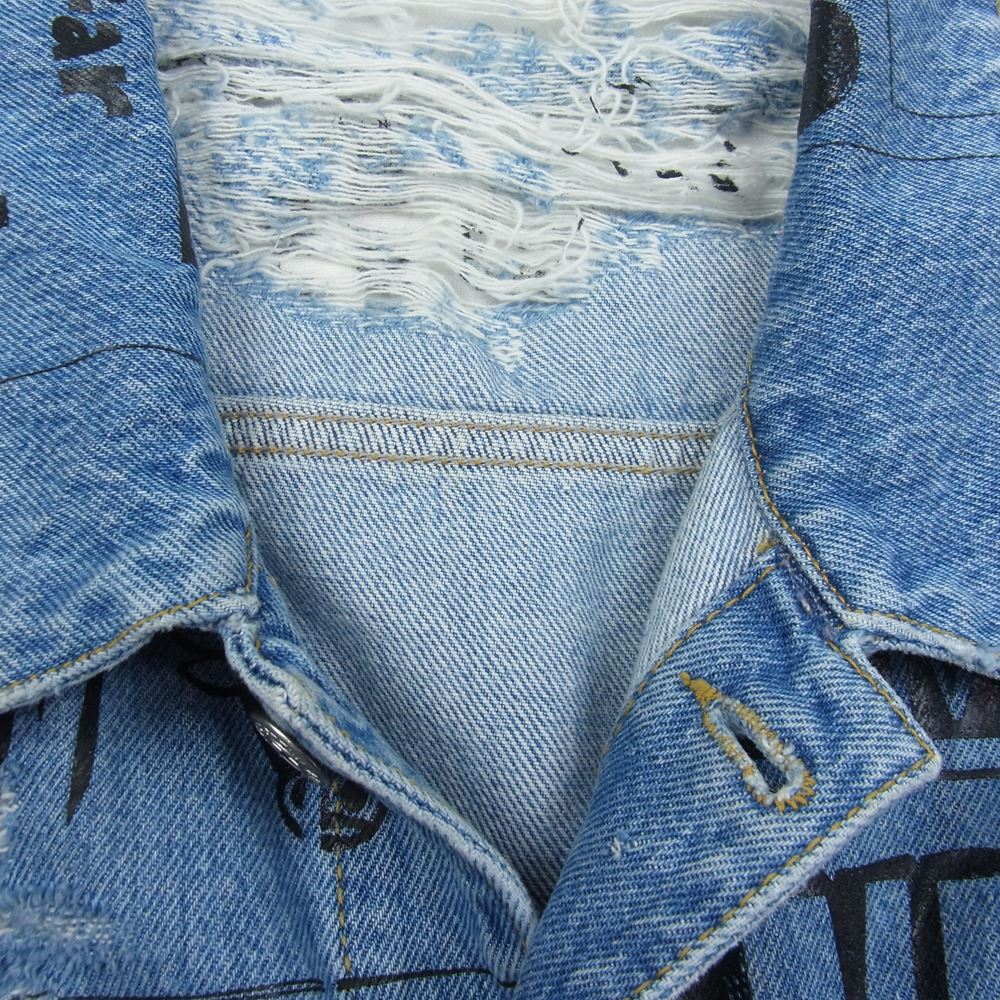 JEREMY SCOTT ジェレミースコット ペイント ダメージ デニム ジャケット インディゴブルー系 52【中古】