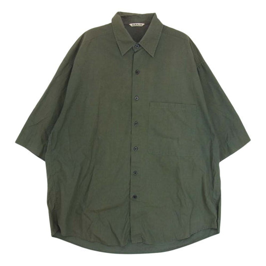 AURALEE オーラリー 18SS A8SS03TN WASHED FINX TWILL HALF SLEEVED BIG SHIRTS ウォッシュドフィンクスツイル ハーフスリーブ ビッグ オーバーサイズ 半袖 シャツ カーキ系 4【中古】