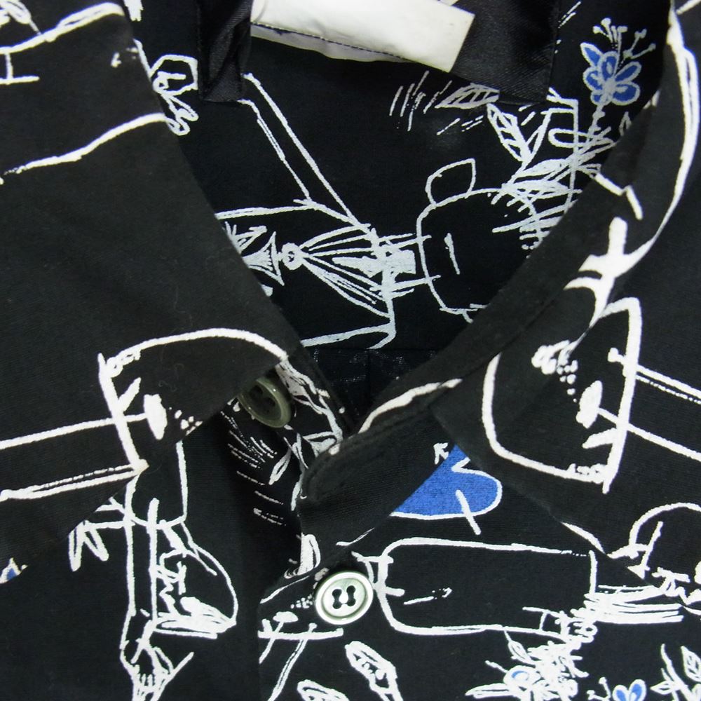 BLACK COMME des GARCONS ブラックコムデギャルソン AD2014 1O-B007 ハートグラフィック プリント 長袖 シャツ ブラック系 XL【中古】