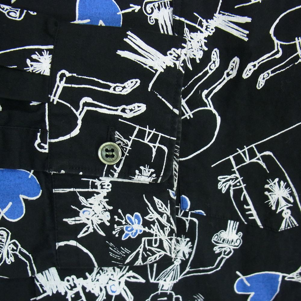 BLACK COMME des GARCONS ブラックコムデギャルソン AD2014 1O-B007 ハートグラフィック プリント 長袖 シャツ ブラック系 XL【中古】