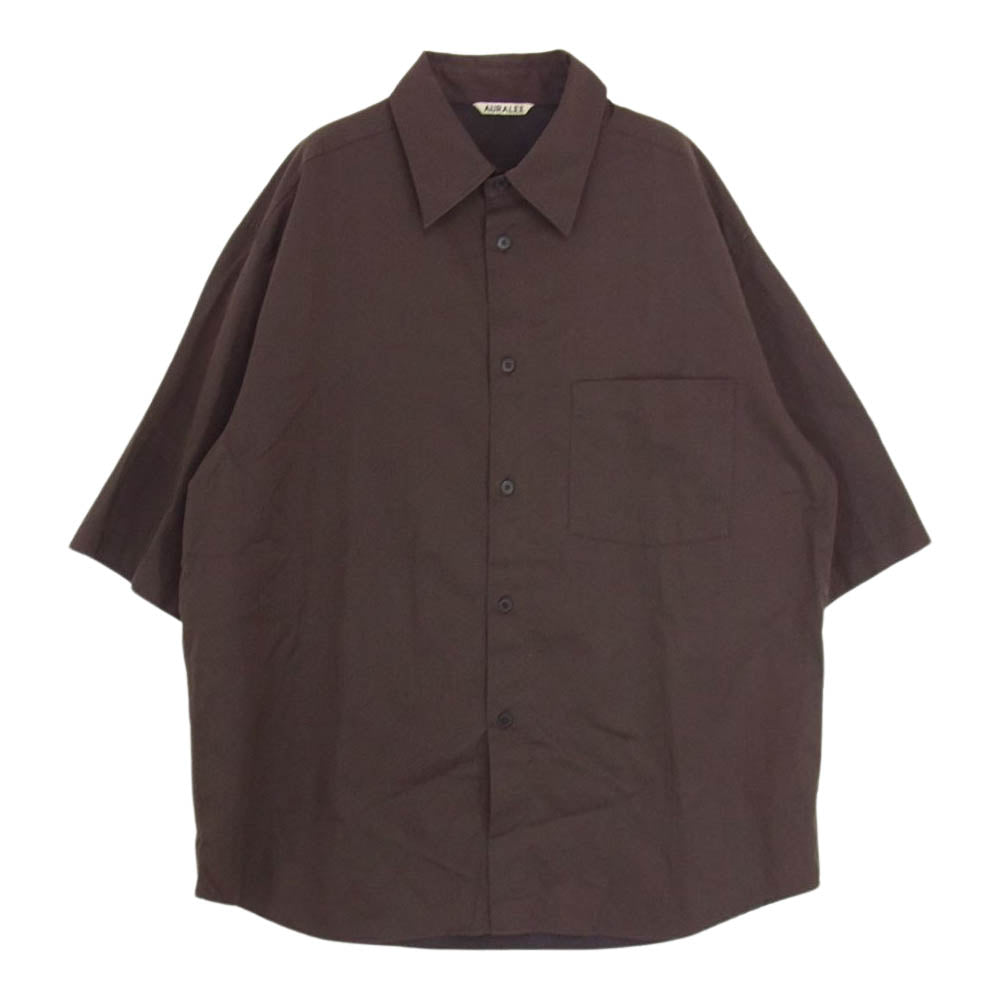 AURALEE オーラリー 22SS A22SS02FH HERRINGBONE HALF SLEEVED ヘリンボーン ハーフスリーブ 半袖 シャツ ブラウン系 4【中古】