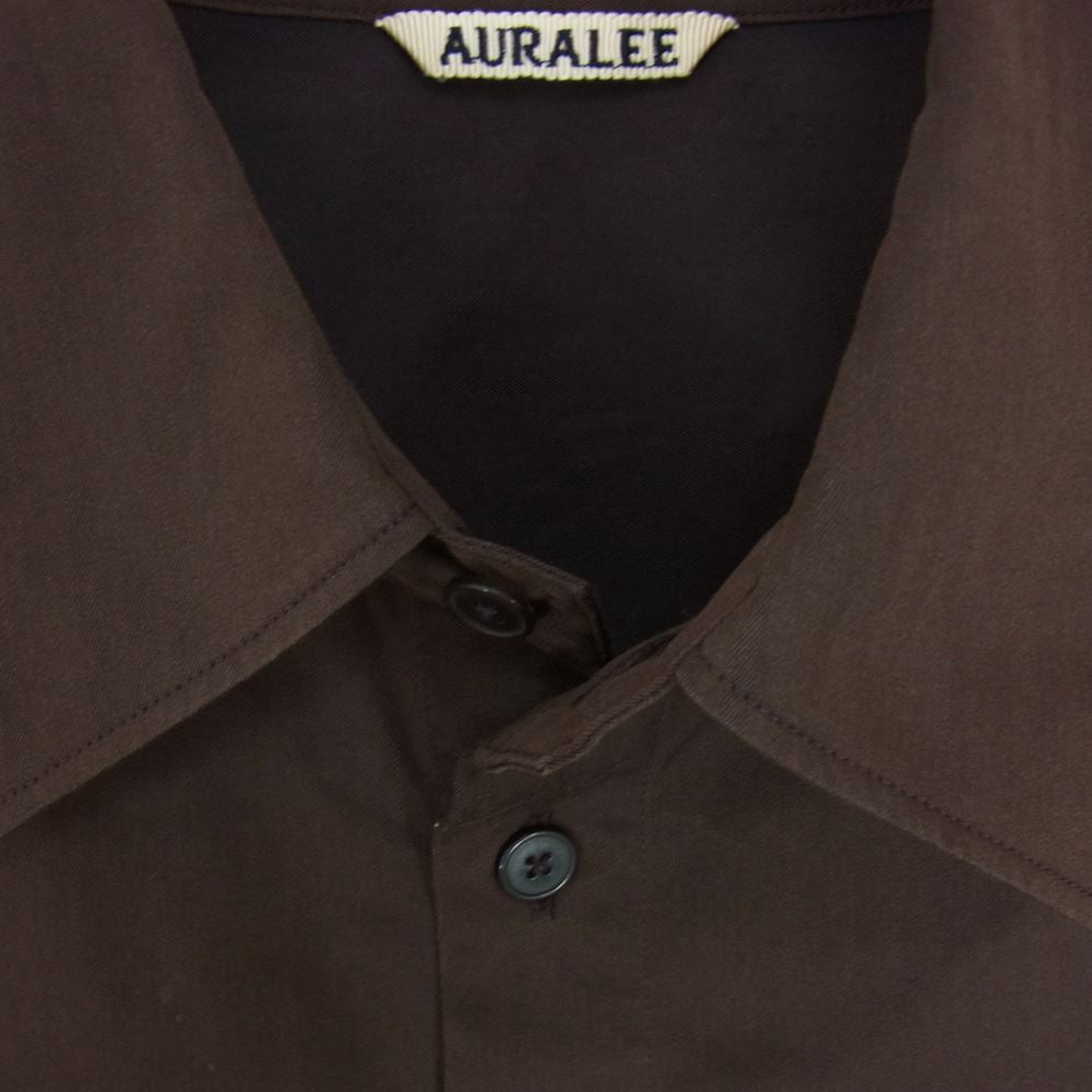 AURALEE オーラリー 22SS A22SS02FH HERRINGBONE HALF SLEEVED ヘリンボーン ハーフスリーブ 半袖 シャツ ブラウン系 4【中古】