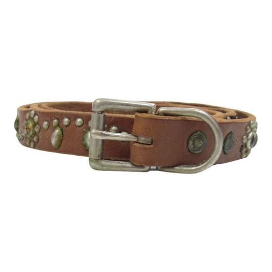 HTC エイチティーシー スタッズ フラワー ナロー ベルト ブラウン系 34【中古】