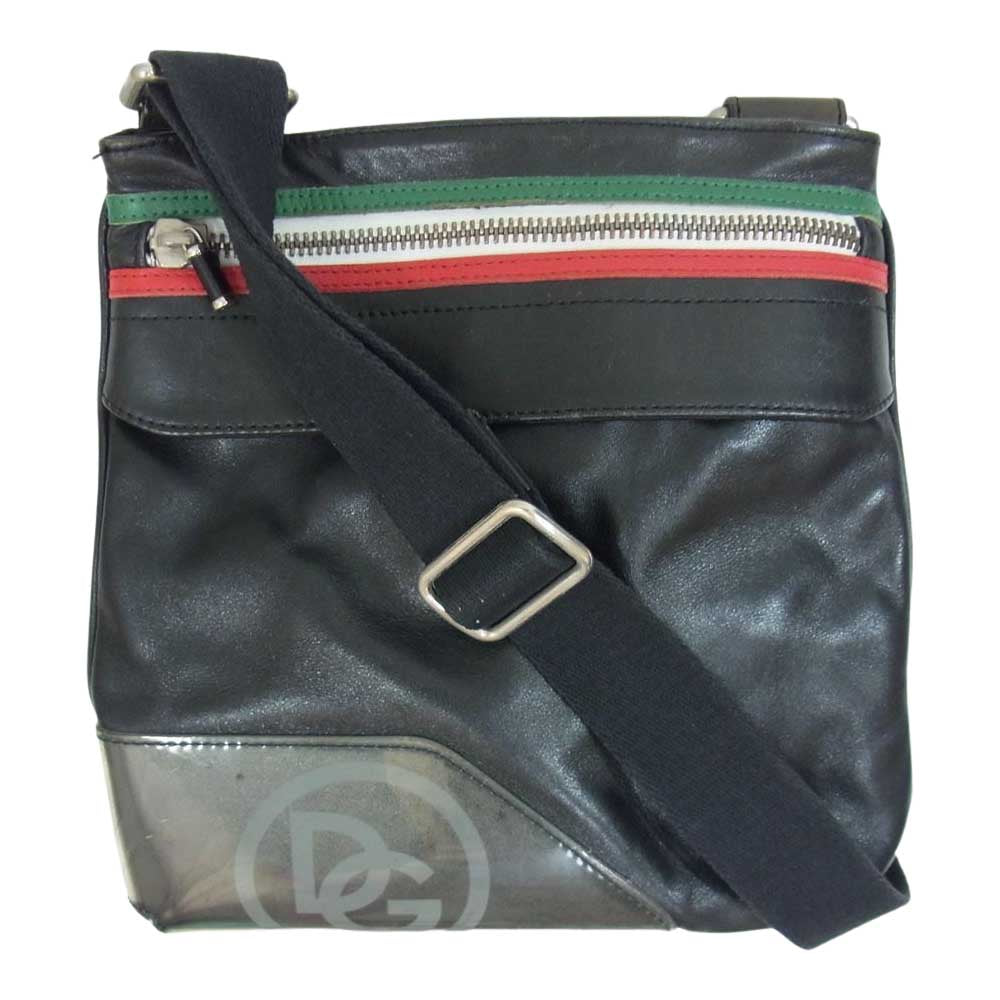 DOLCE&GABBANA ドルチェアンドガッバーナ レザー DGロゴ ショルダーバッグ ブラック系【中古】