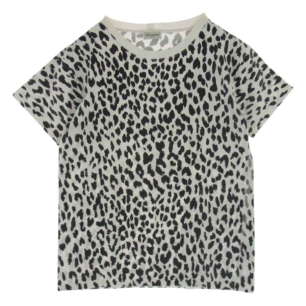 SAINT LAURENT サンローラン 343388 Y2EE1 国内正規品 レオパード コットン Tシャツ 半袖 ホワイト系 ブラック系 XS【中古】