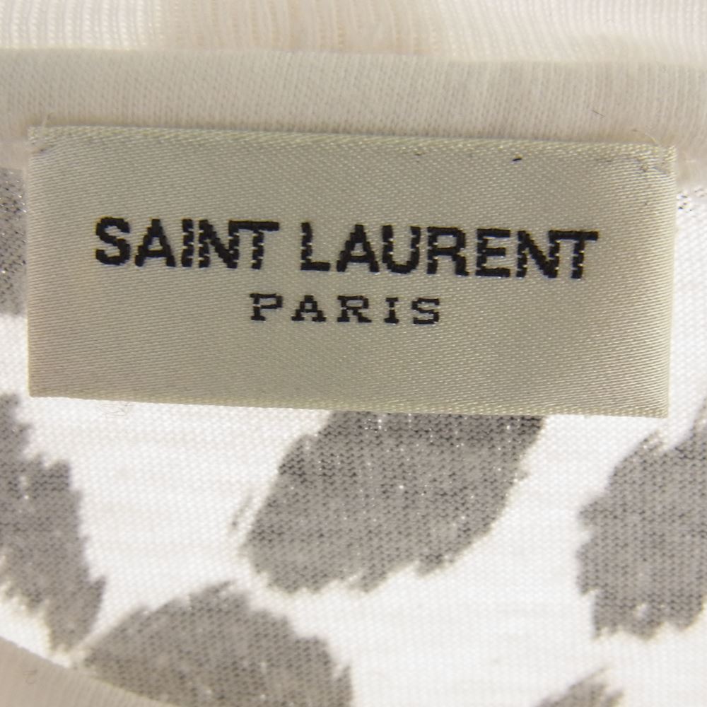 SAINT LAURENT サンローラン 343388 Y2EE1 国内正規品 レオパード コットン Tシャツ 半袖 ホワイト系 ブラック系 XS【中古】