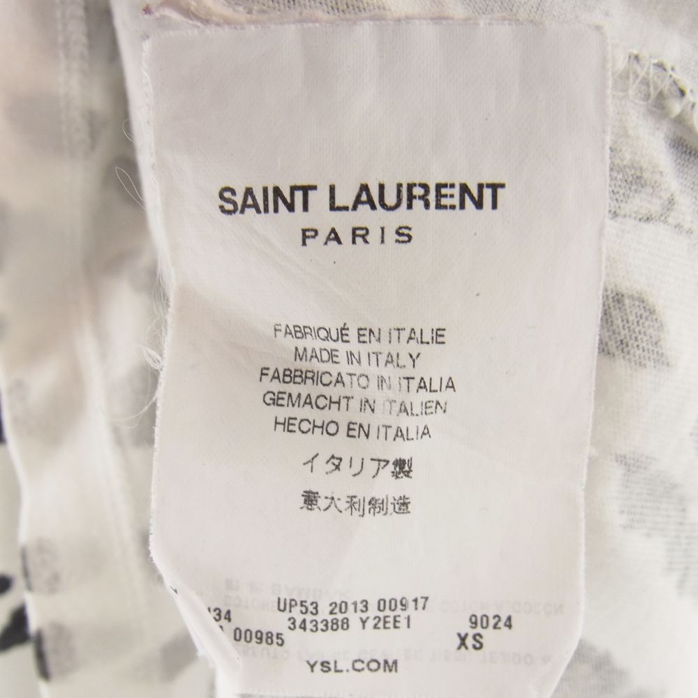 SAINT LAURENT サンローラン 343388 Y2EE1 国内正規品 レオパード コットン Tシャツ 半袖 ホワイト系 ブラック系 XS【中古】