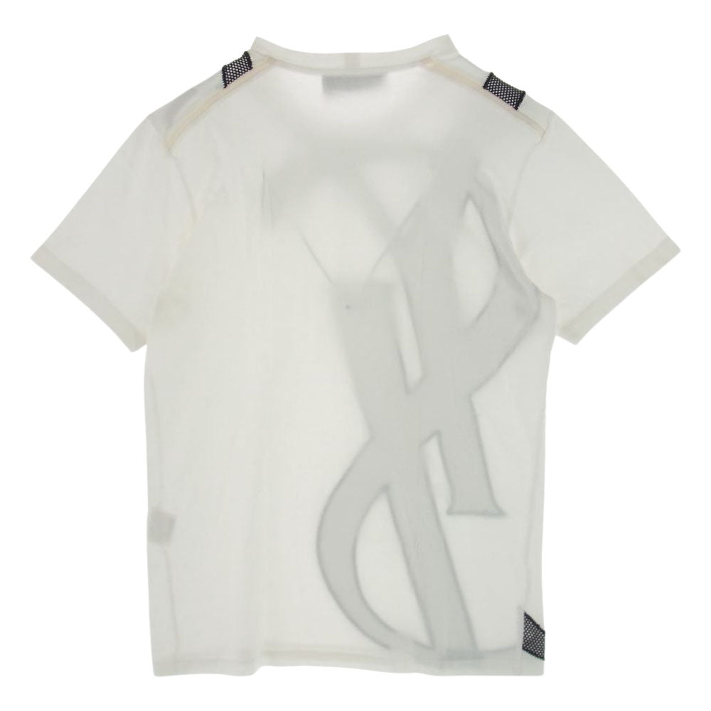 YVES SAINT LAURENT イヴサンローラン メッシュ ロゴ コットン Tシャツ 半袖 ホワイト系 S【中古】