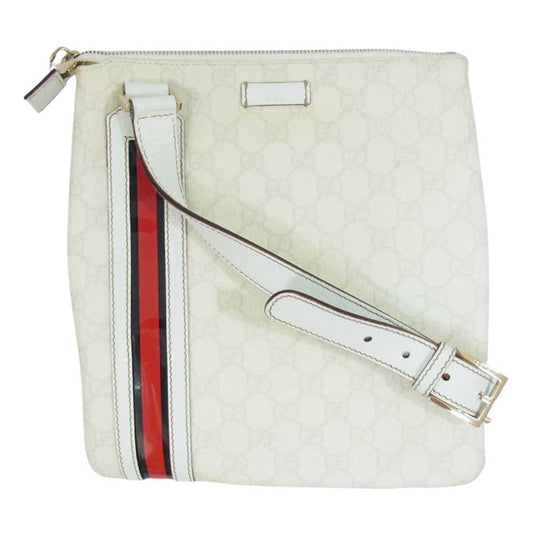 GUCCI グッチ 153244 GGスプリーム シェリーライン PVCレザー ショルダーバッグ ホワイト系【中古】