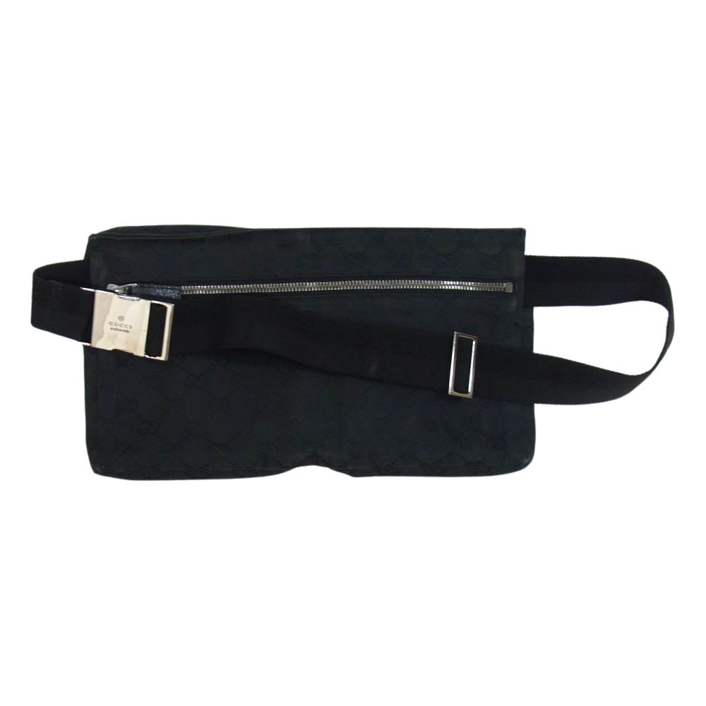 GUCCI グッチ 28566 GGキャンバス レザー ボディ ウエスト バッグ ブラック系【中古】