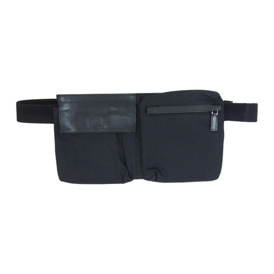 GUCCI グッチ 28566 キャンバス レザー ボディ ウエスト バッグ ブラック系【中古】