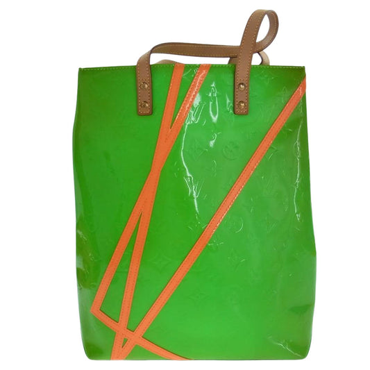 LOUIS VUITTON ルイ・ヴィトン M91900 ヴェルニフルオ リード MM トート ハンド バッグ  ライトグリーン系【中古】