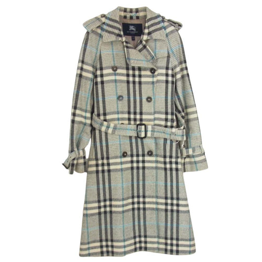 BURBERRY バーバリー チェック ベルト トレンチ コート ホワイト系 UK 10【中古】