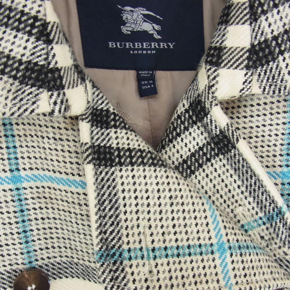 BURBERRY バーバリー チェック ベルト トレンチ コート ホワイト系 UK 10【中古】
