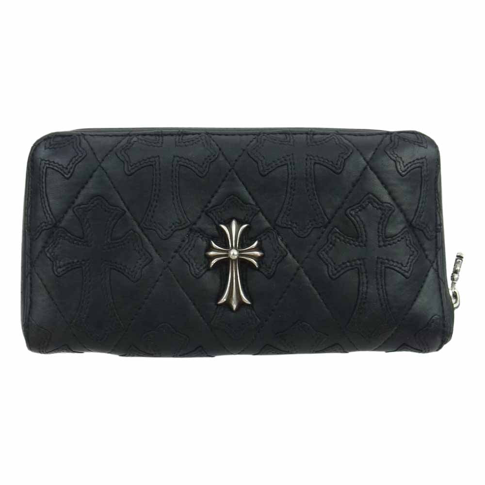 CHROME HEARTS クロムハーツ（原本無） REC F ZIP/QUILTED W CH CRS SML キルティング セメタリー クロスパッチ CHクロス スモールCHクロス ウォレット ブラック系【中古】