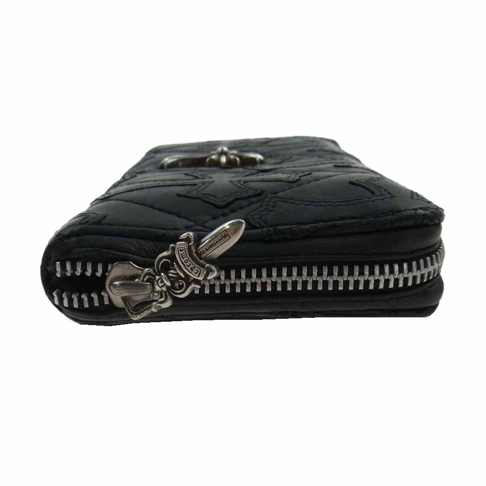 CHROME HEARTS クロムハーツ（原本無） REC F ZIP/QUILTED W CH CRS SML キルティング セメタリー クロスパッチ CHクロス スモールCHクロス ウォレット ブラック系【中古】