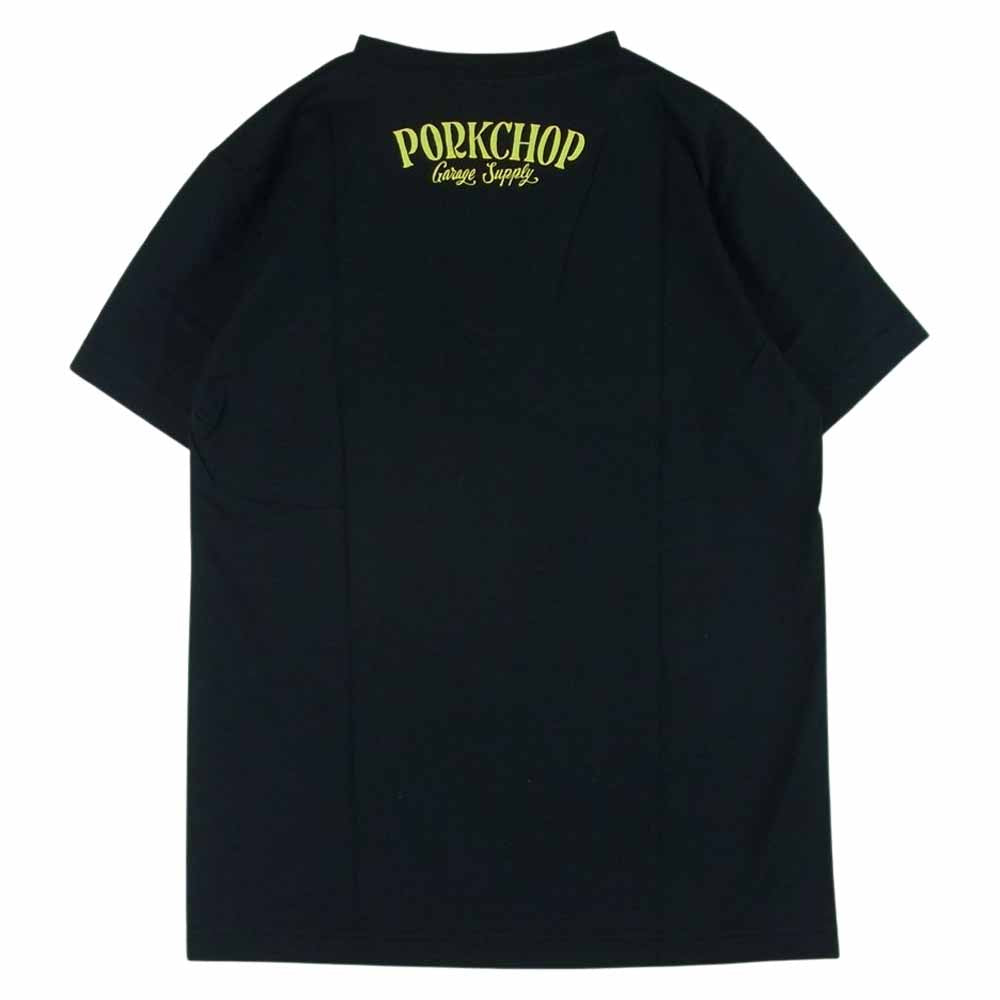 ポークチョップ ガレージ サプライ PORK FRONT TEE ポーク フロント 半袖 Tシャツ ブラック系 S【新古品】【未使用】【中古】