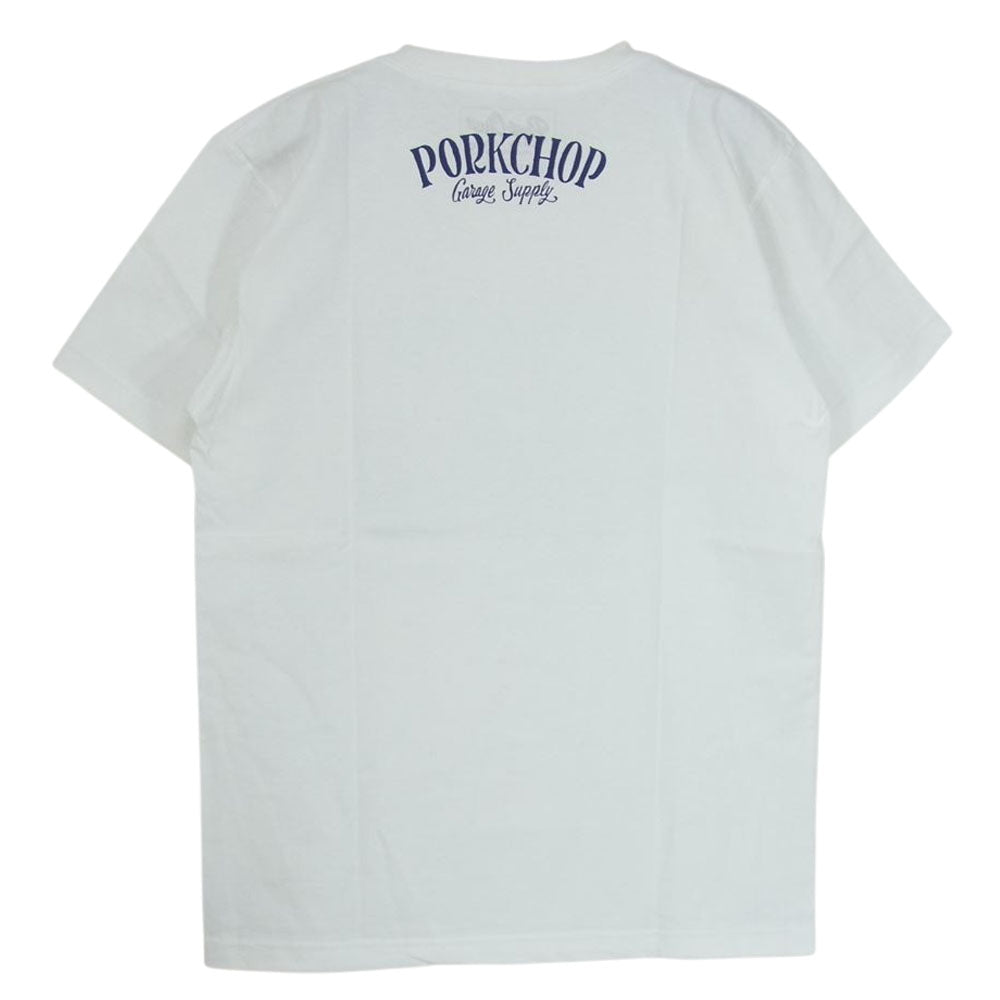 ポークチョップ ガレージ サプライ PORK FRONT TEE ポーク フロント Tシャツ 白系 ホワイト系 S【新古品】【未使用】【中古】