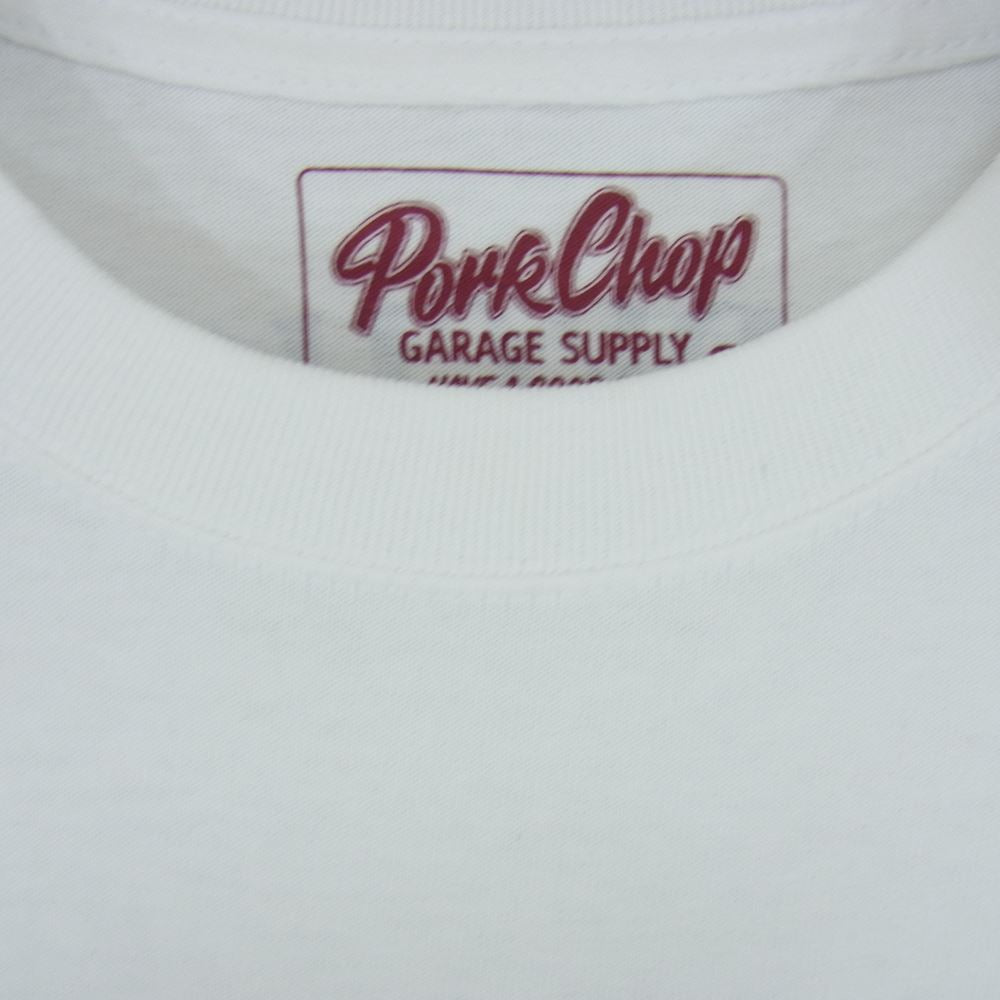 ポークチョップ ガレージ サプライ PORK FRONT TEE ポーク フロント Tシャツ 白系 ホワイト系 S【新古品】【未使用】【中古】