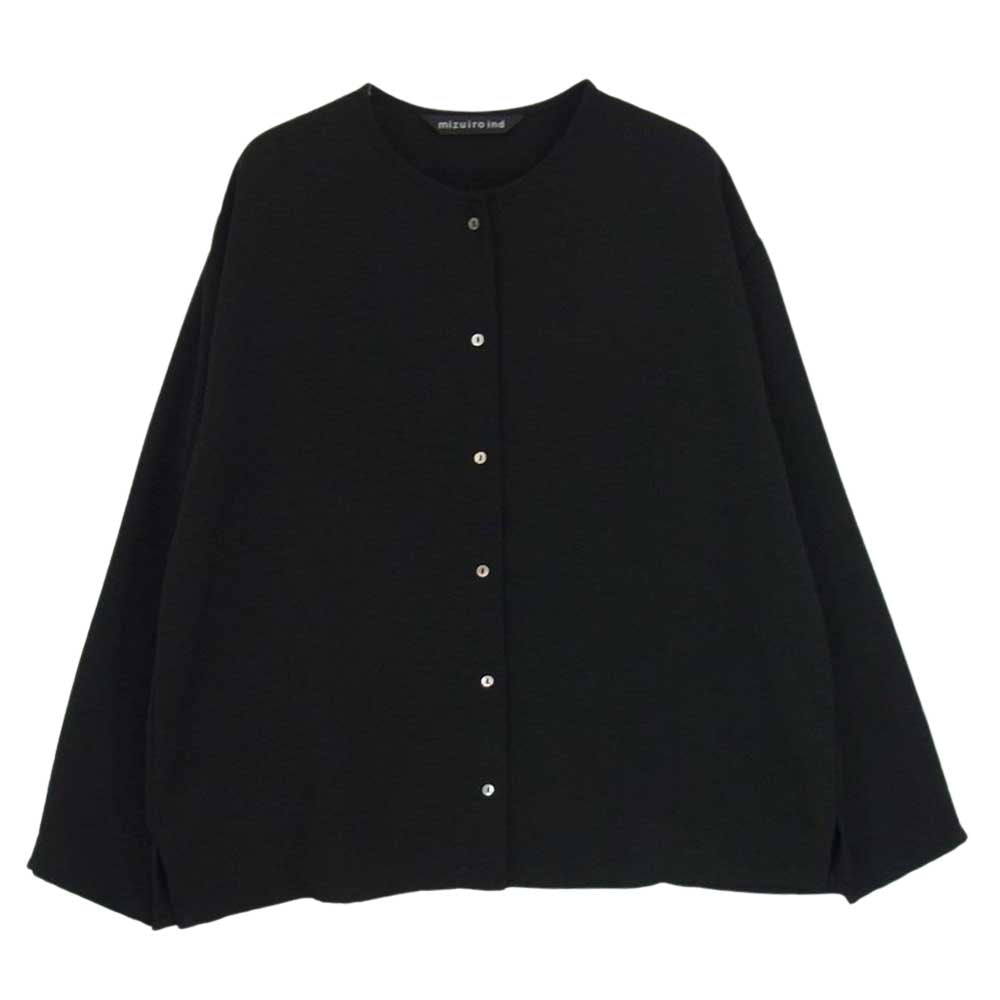 ミズイロインド ノーカラー シャツ カーディガン ブラック系 サイズ表記無【美品】【中古】