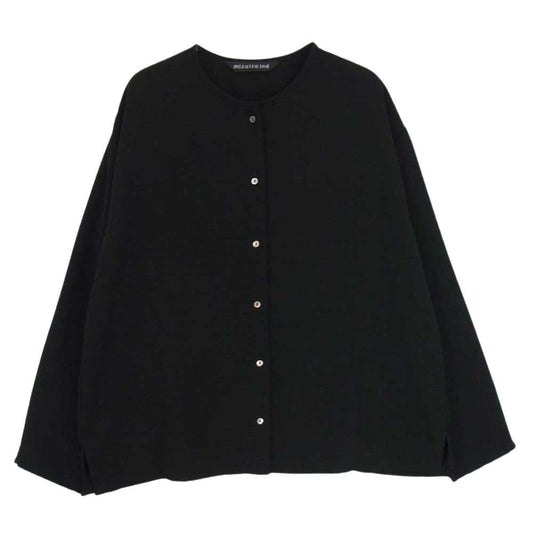 ミズイロインド ノーカラー シャツ カーディガン ブラック系 サイズ表記無【美品】【中古】