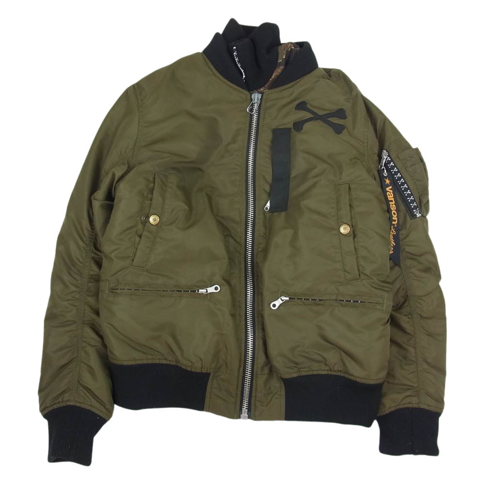 VANSON バンソン フライト ジャケット ボンバー カーキ系 M【中古】