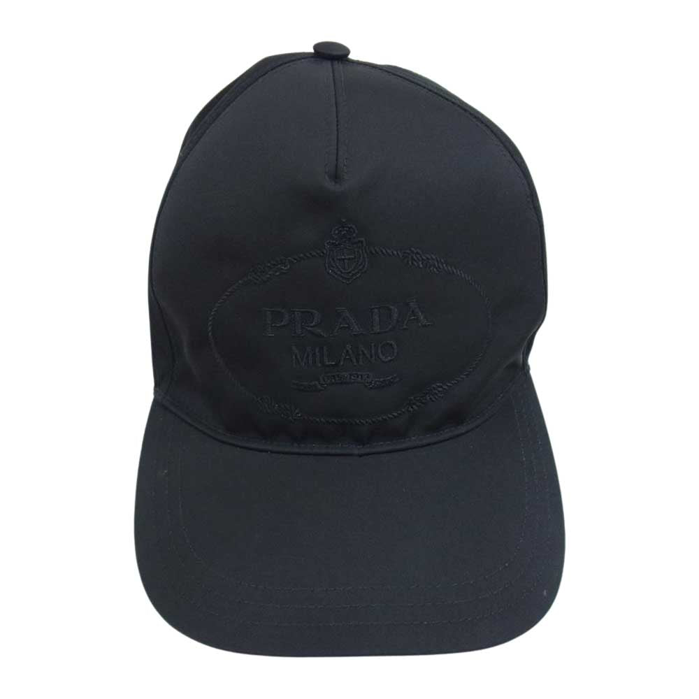 PRADA プラダ 2HC179 2B15 ロゴ刺繍 ベースボール キャップ 帽子 ブラック系 M【中古】