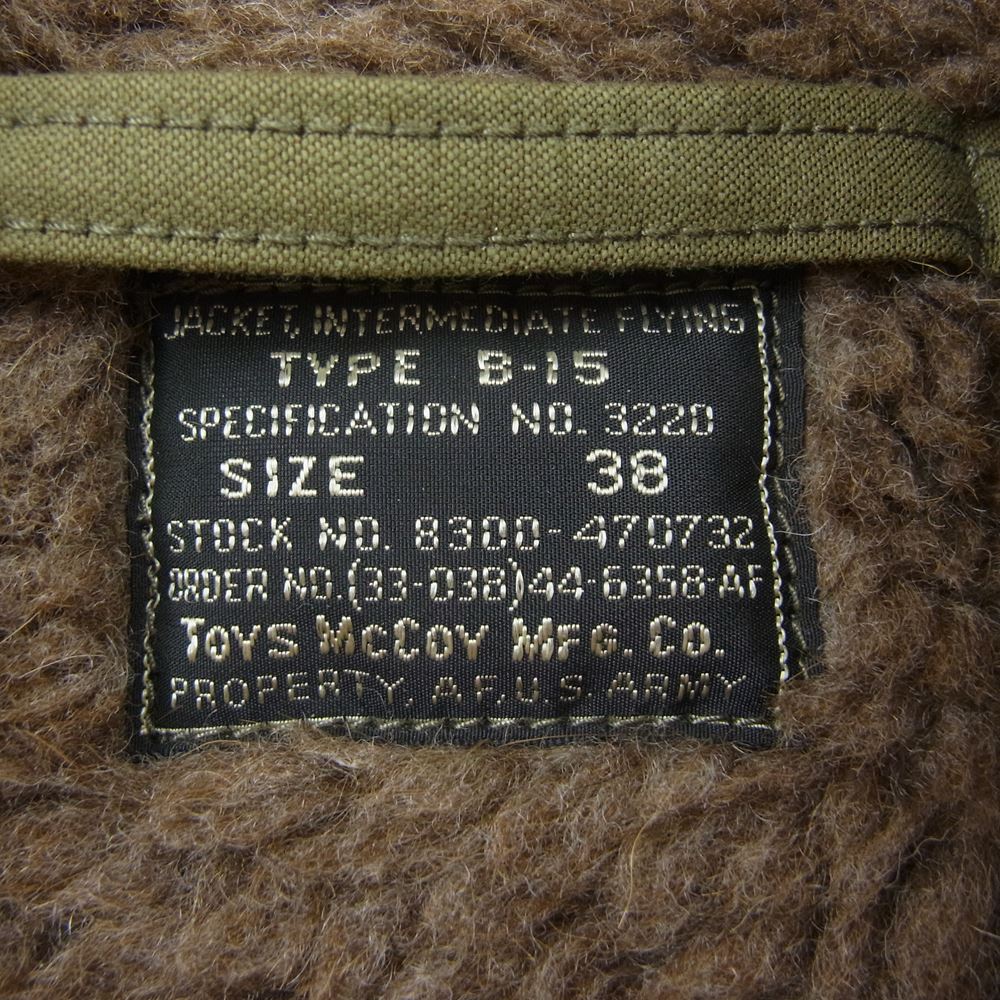 TOY'S McCOY トイズマッコイ TMJ2121 B-15 TOYS McCOY MFG.CO MIGHTY MOUSE フライト ジャケット ミリタリー カーキ系 38【中古】