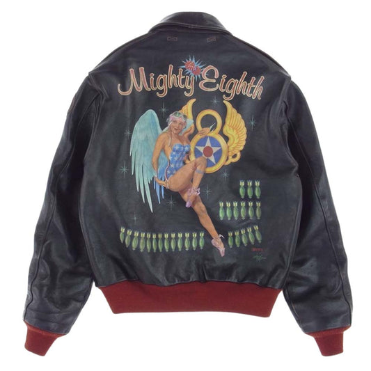 TOY'S McCOY トイズマッコイ TMJ2123 A-2 ROUGH WEAR CLOTHING MIGHTY EIGHTH 25周年モデル ラフウェア実名復刻 フライト ジャケット ミリタリー ダークブラウン系 38【中古】